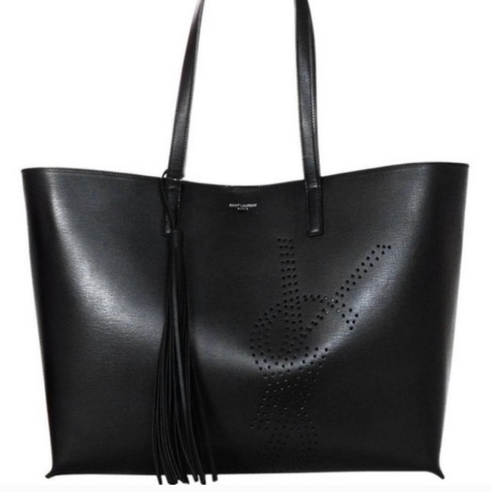 YSL Perforated Shopping Tote Bag Tassel & Insert